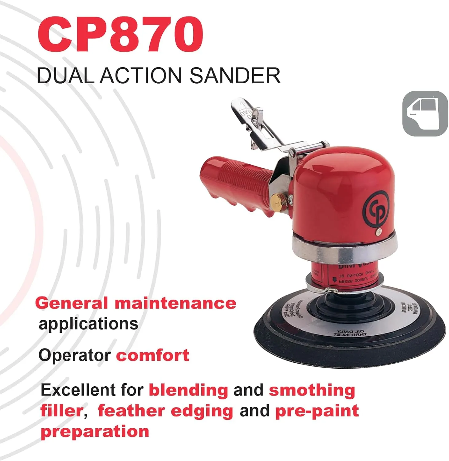 Chicago Pneumatic CP870 - Air Random/Rotary Sander Tool, Home Improvement, Woodworking Tools, Rust Removal, Polisher