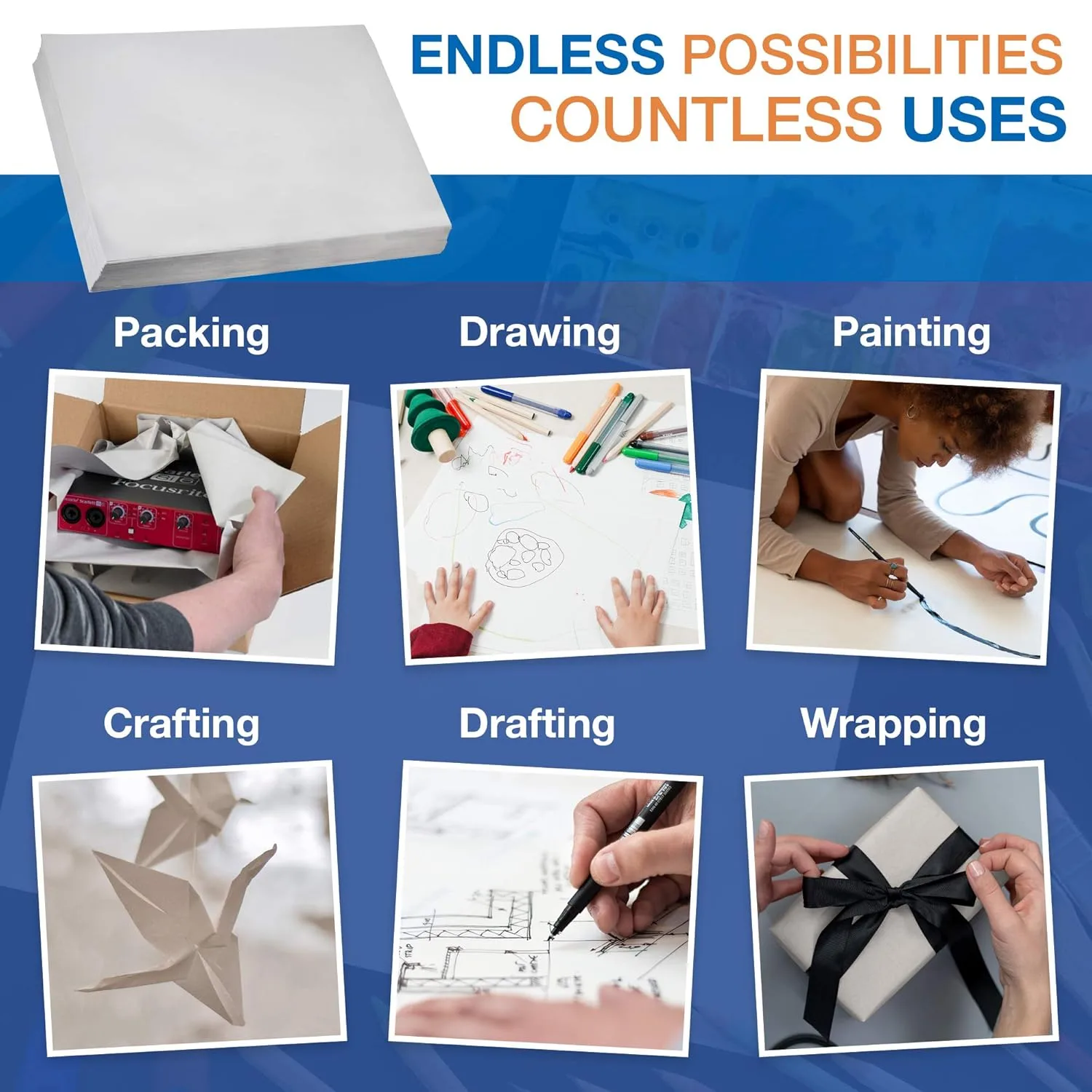 Choice Shipping Supplies Newsprint Sheets, 15' x 20', White, 2,400/Case