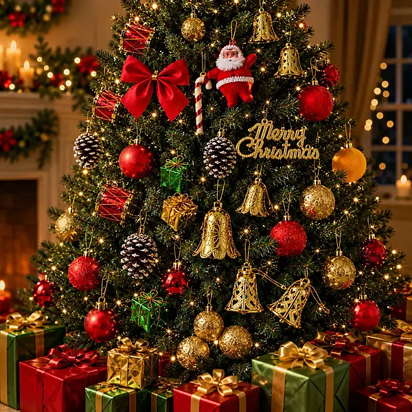 26 Pcs Christmas Premium Decoration Kit Tree Ornaments Set Baubles Bells Santa Decor