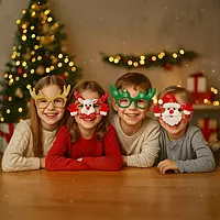 Christmas Reindeer Glasses Green Glitter Festive Party Eyewear Props for kids