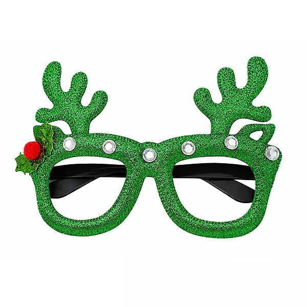 Christmas Reindeer Glasses Green Glitter Festive Party Eyewear Props for kids