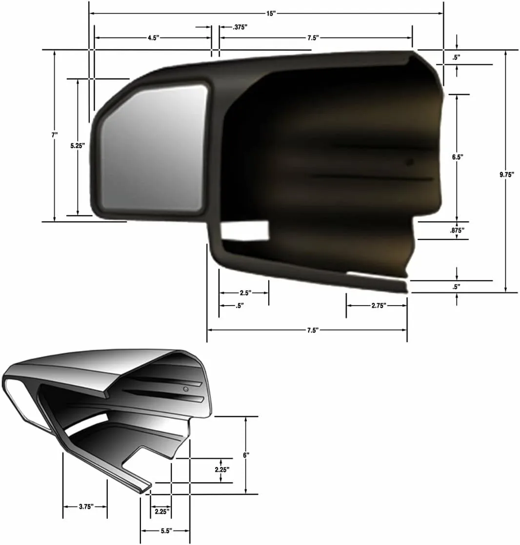 CIPA 11550 Custom Towing Mirror Set for Ford 15-Current , Black
