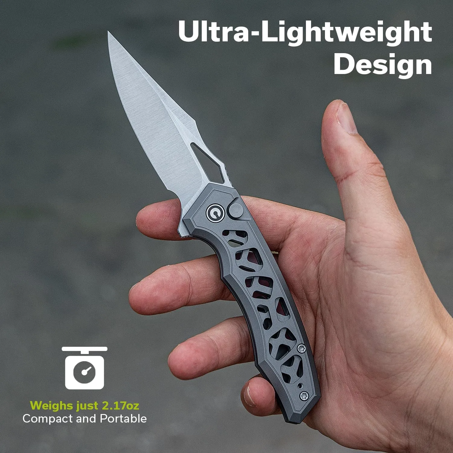 CIVIVI Anaaki Folding Pocket Knife 2.98\" Nitro-V Blade Aluminum Skeletonized Handle