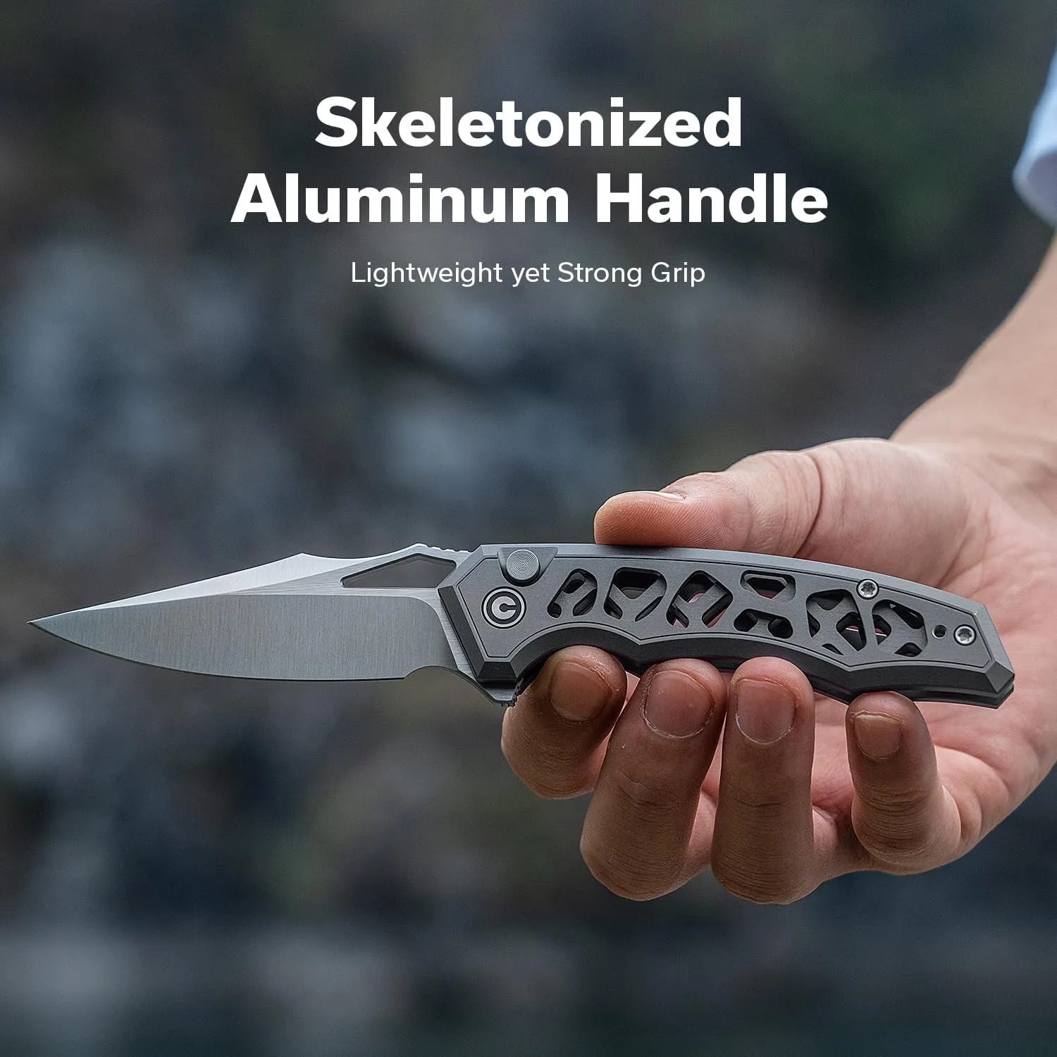CIVIVI Anaaki Folding Pocket Knife 2.98\" Nitro-V Blade Aluminum Skeletonized Handle