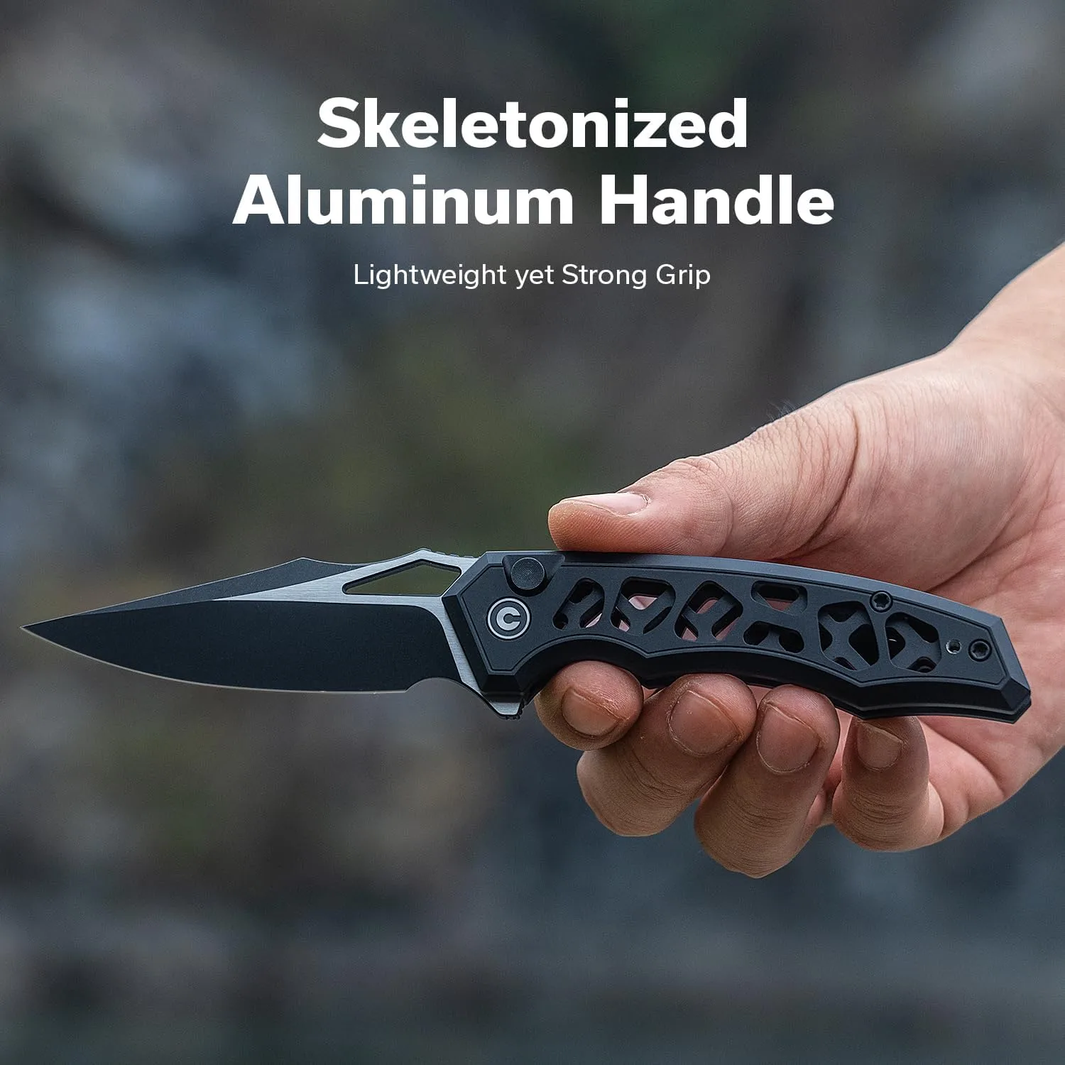 CIVIVI Anaaki Folding Pocket Knife 2.98\" Nitro-V Blade Aluminum Skeletonized Handle