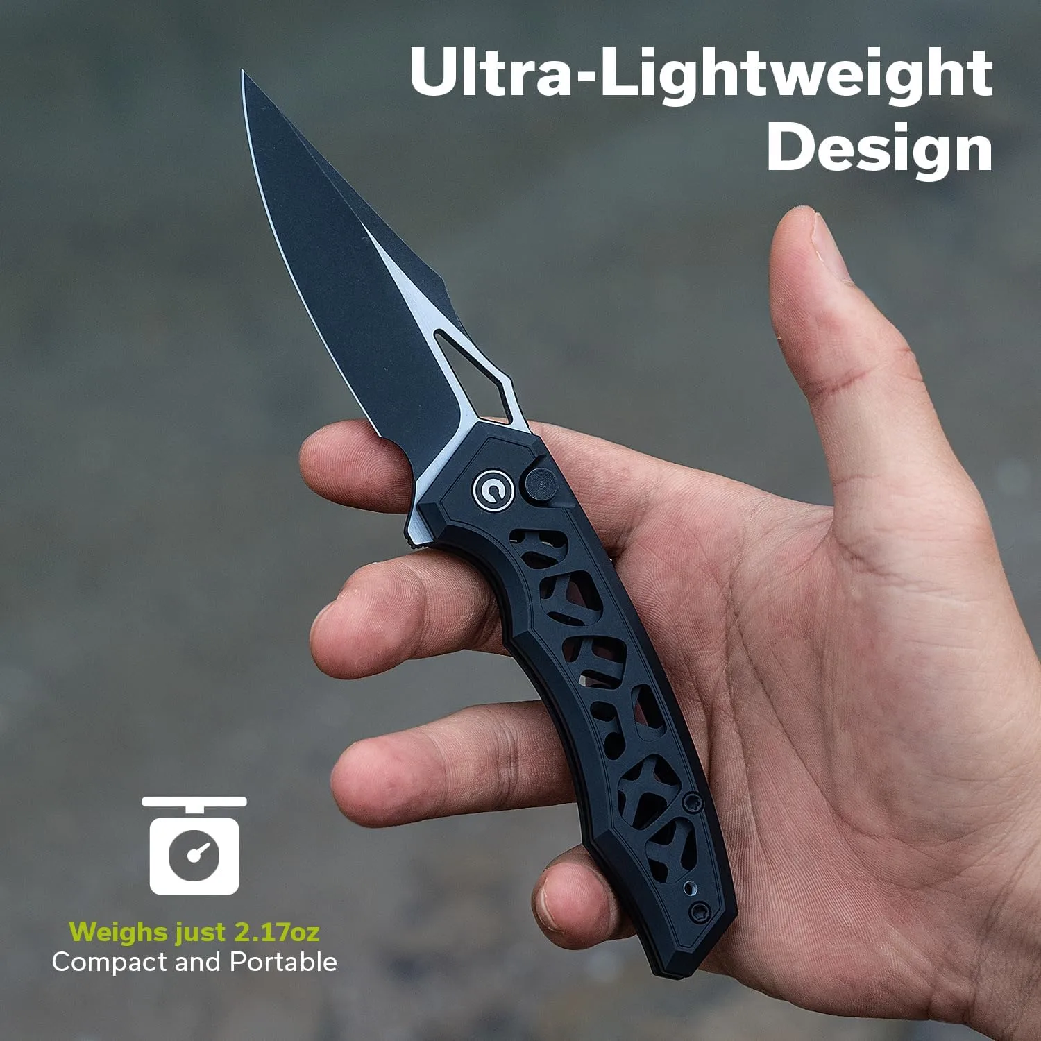 CIVIVI Anaaki Folding Pocket Knife 2.98\" Nitro-V Blade Aluminum Skeletonized Handle