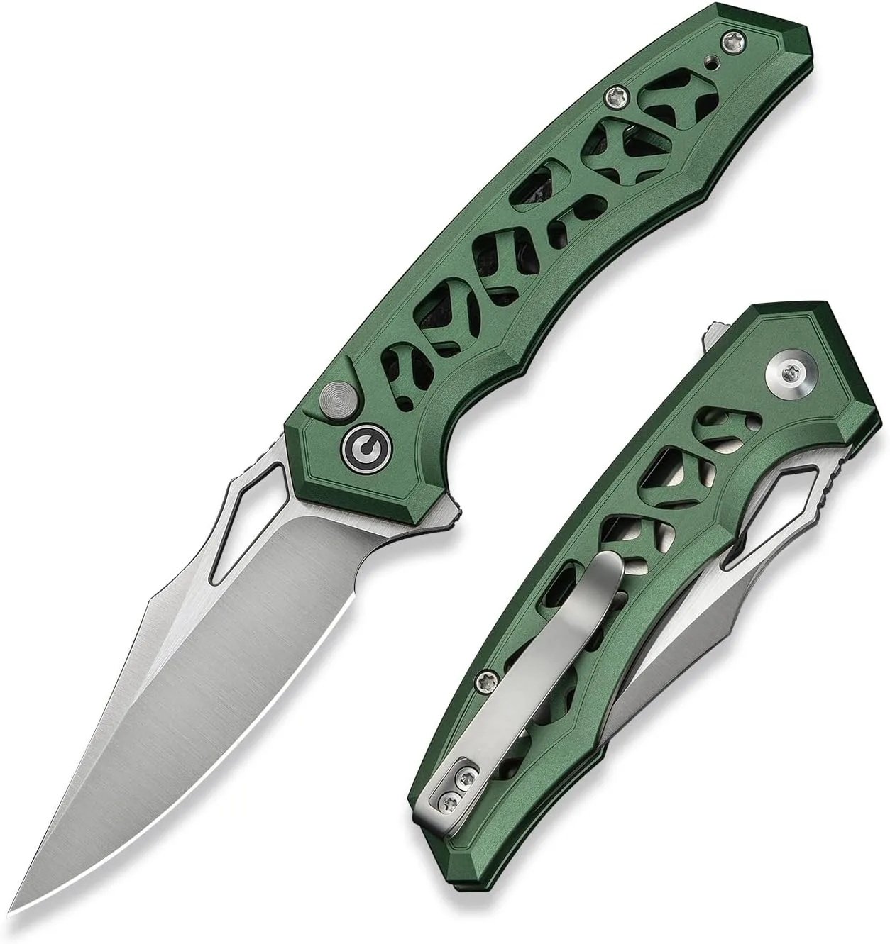 CIVIVI Anaaki Folding Pocket Knife 2.98\" Nitro-V Blade Aluminum Skeletonized Handle