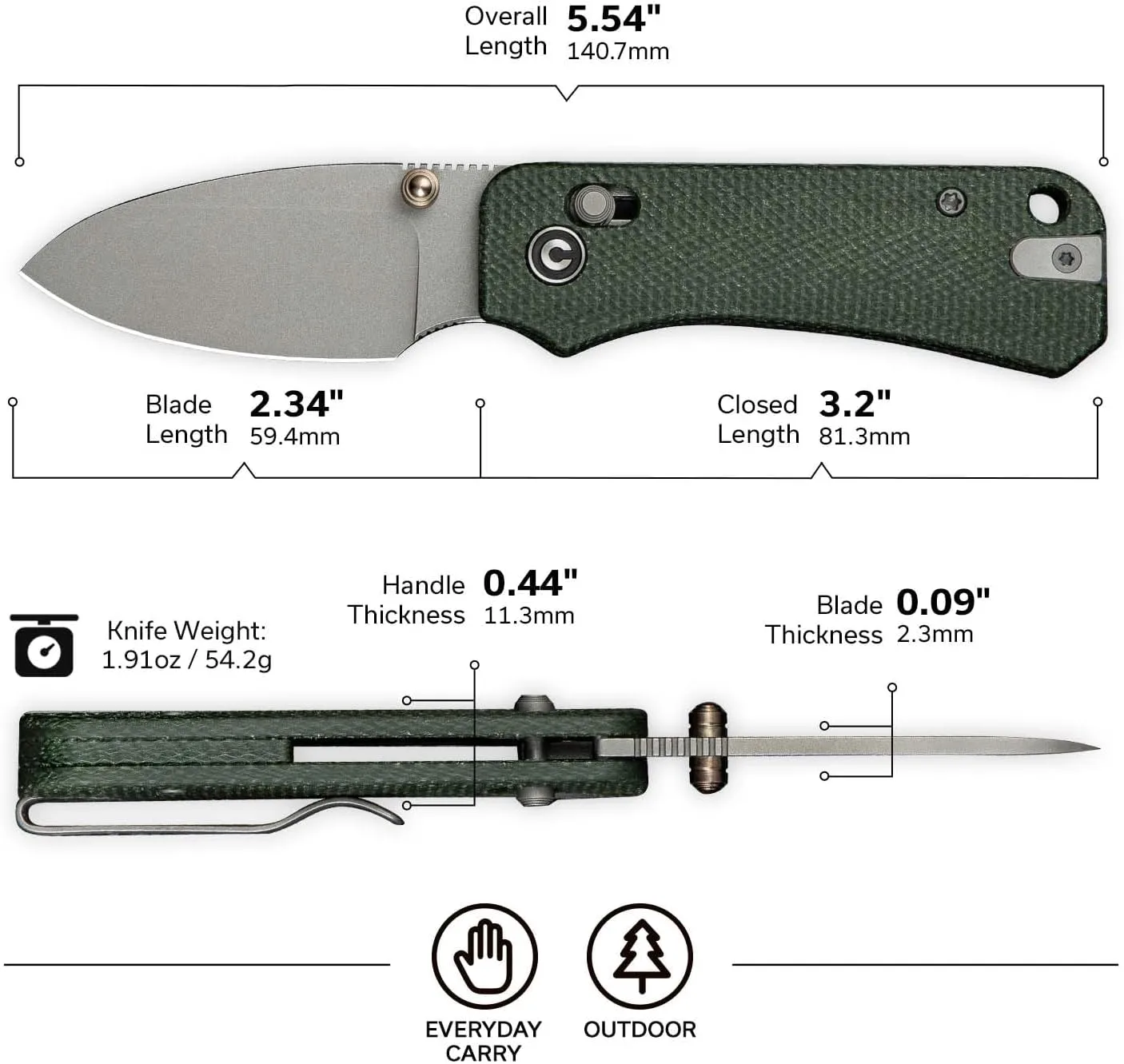 CIVIVI Baby Banter 2 Small Pocket EDC Folding Knife with 2.34" Nitro-V Blade