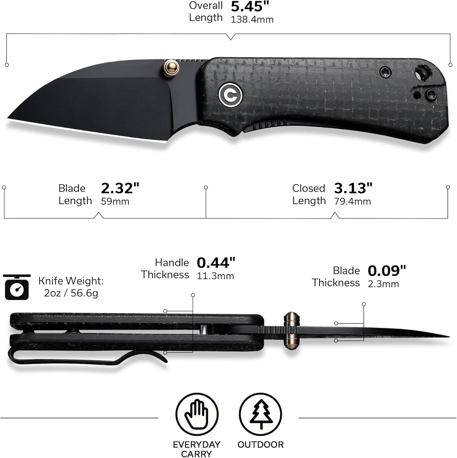 CIVIVI Baby Banter Wharncliffe Folding Pocket Knife