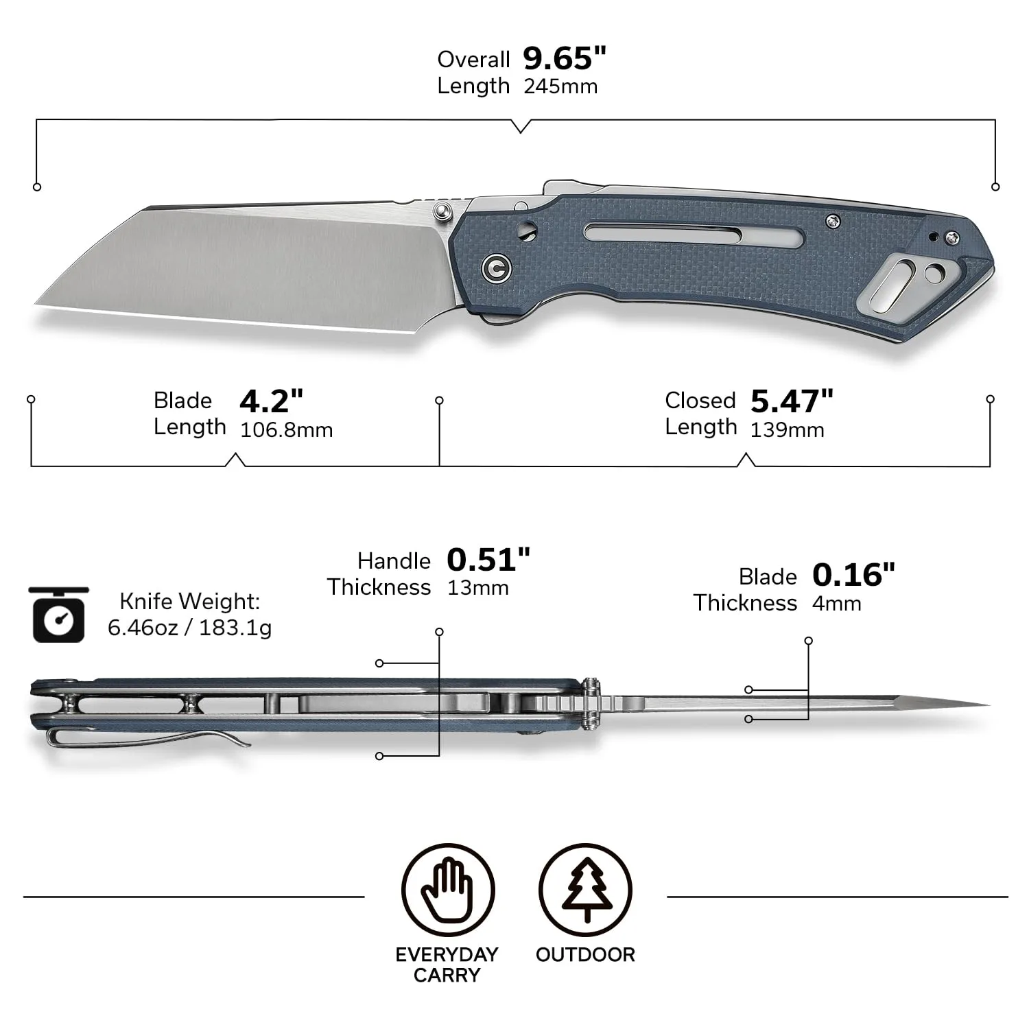 CIVIVI Buster FG Superlock Folding Pocket Knife
