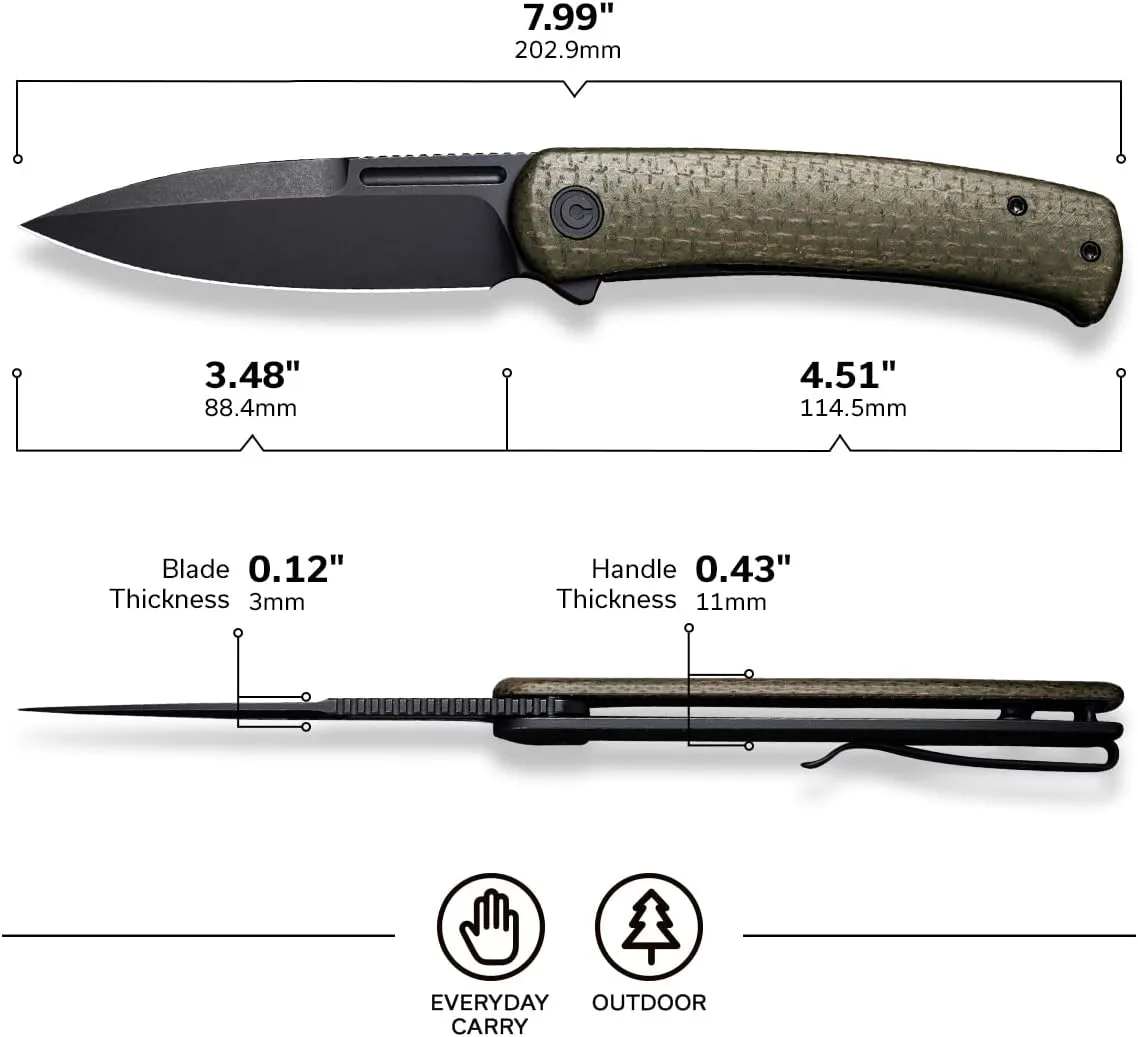 CIVIVI Cetos Folding Knife 14C28N Spear Point Blade