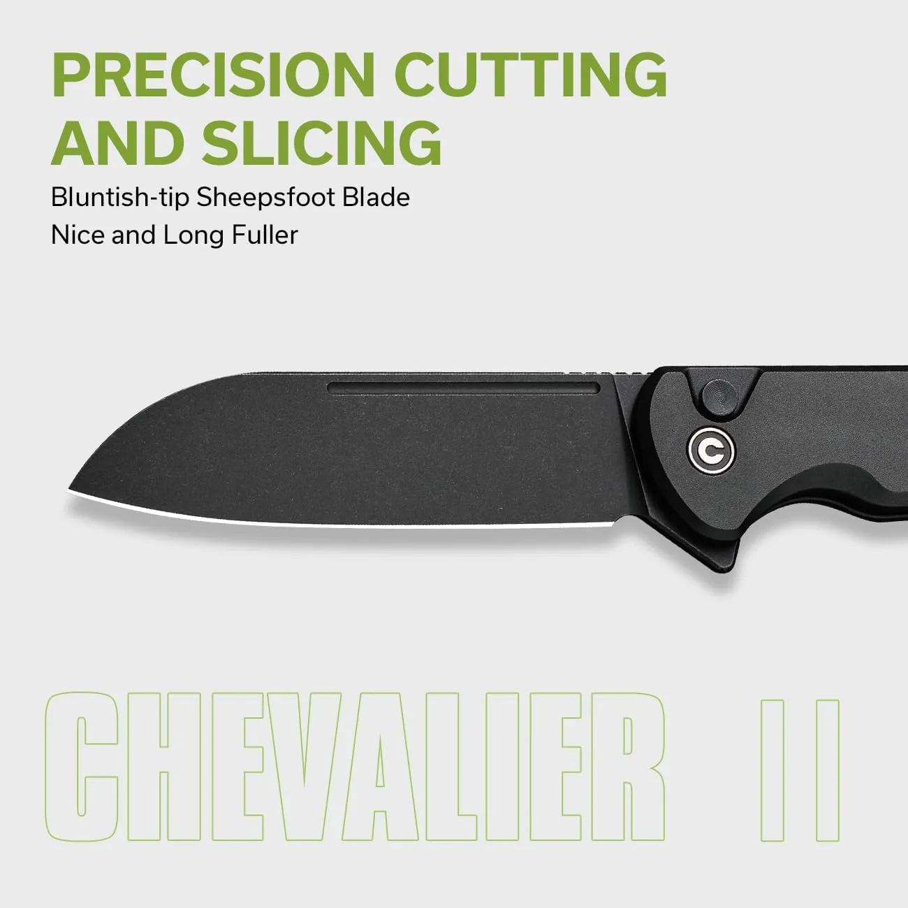 CIVIVI Chevalier II Folding Pocket Knife, Button Lock, 3.47\" Sheepsfoot Blade, Aluminum Handle