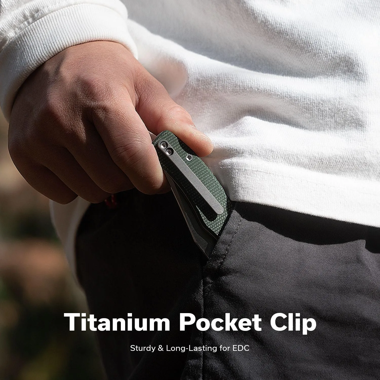 CIVIVI Clingman EDC Pocket Folding Knife, 2.99" Nitro-V, Liner Lock, Titanium Reversible Clip