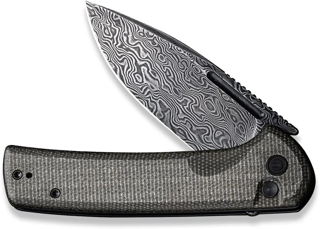 CIVIVI Conspirator Pocket Folding Knife 3.48in Blade, Micarta Handle, Button Lock