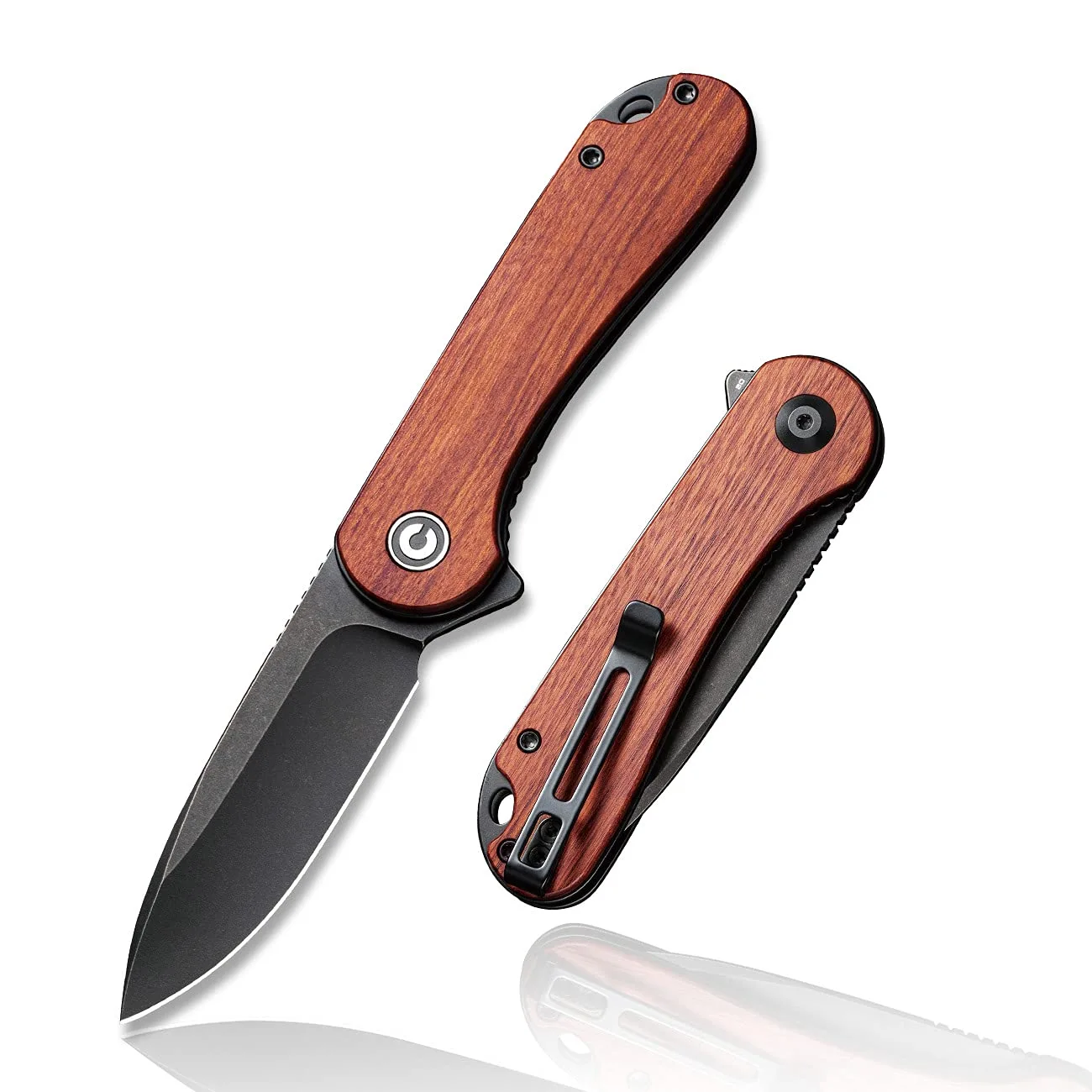 CIVIVI Elementum Pocket Knife, Folding Knife for EDC with 2.96" D2 Black Stonewashed Blade Cuibourtia Wood Handle