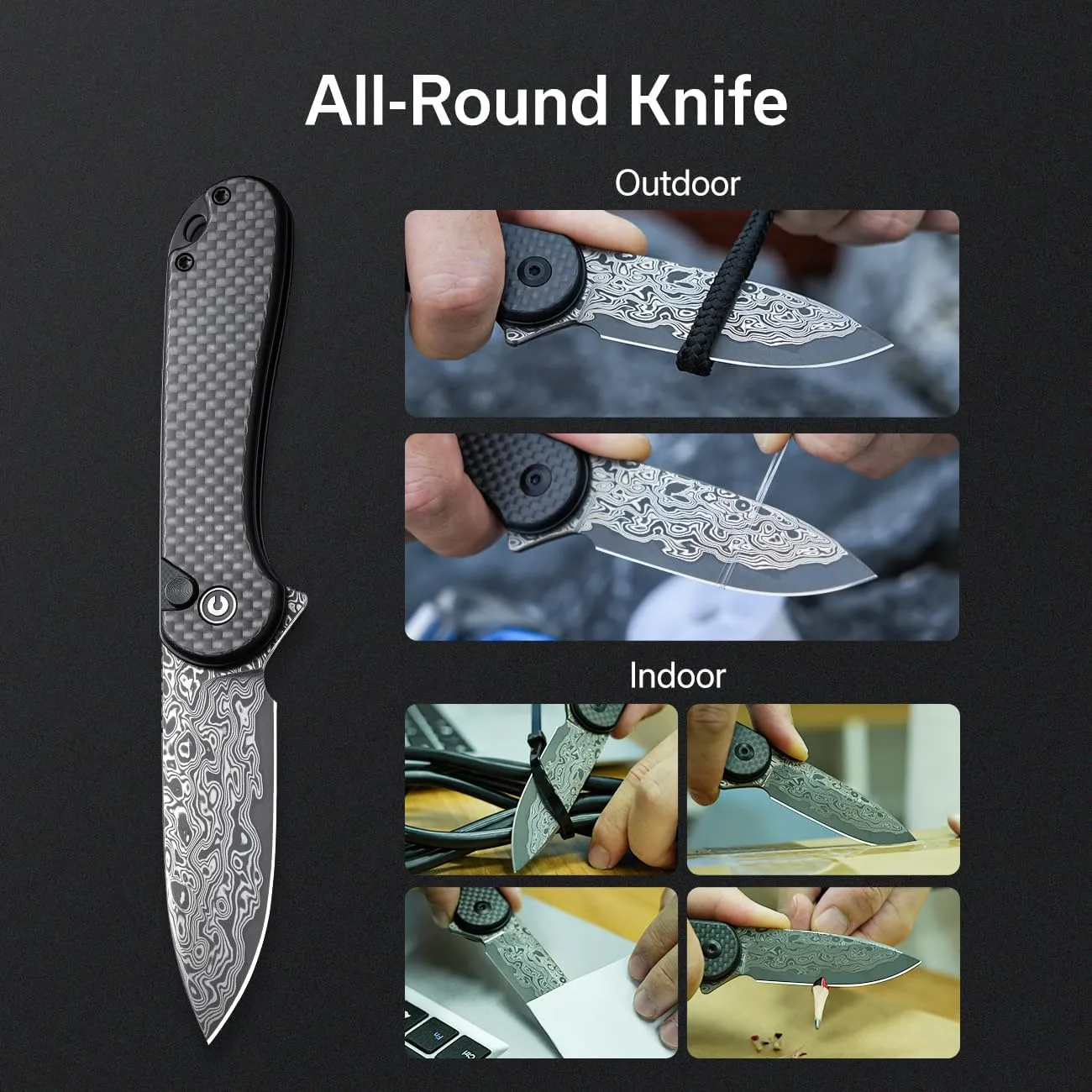 CIVIVI Elementum II Pocket Folding Knife 2.96in Blade Button Lock Deep-Carry Clip