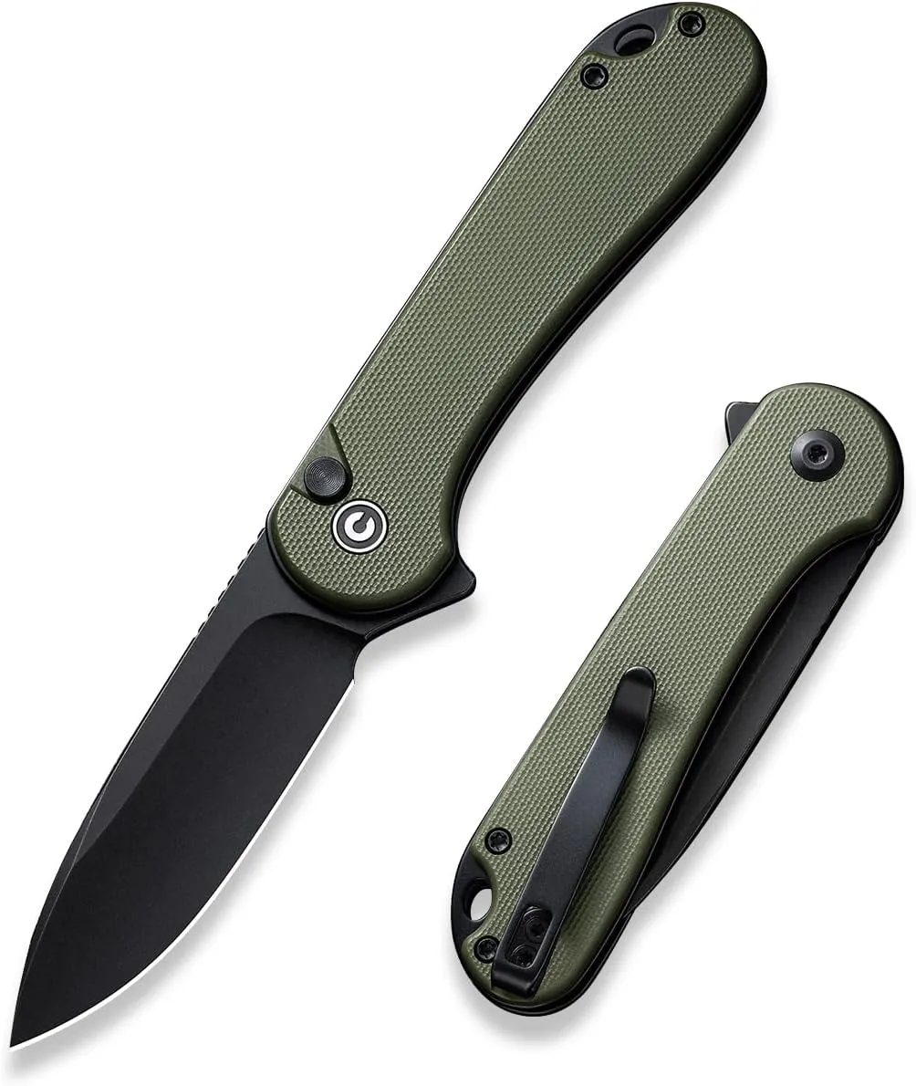 CIVIVI Elementum II Pocket Folding Knife 2.96in Blade Button Lock Deep-Carry Clip