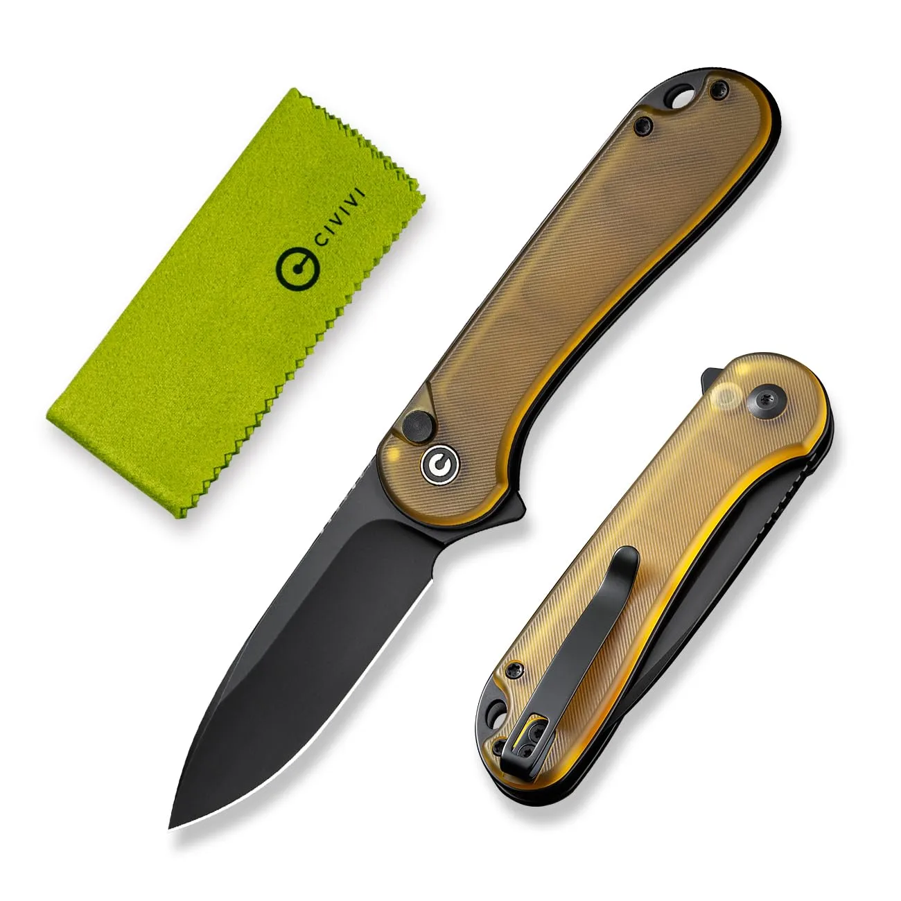 CIVIVI Elementum II Pocket Folding Knife 2.96in Blade Button Lock Deep-Carry Clip