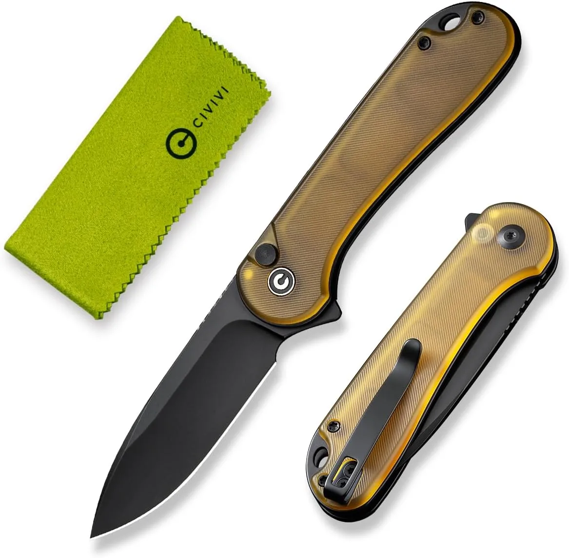 CIVIVI Elementum II Pocket Folding Knife 2.96in Blade Button Lock Deep-Carry Clip