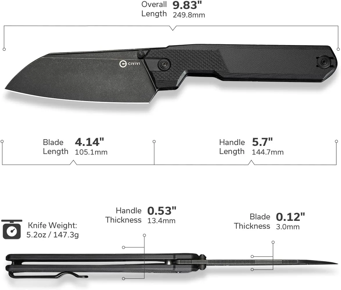 CIVIVI Hid Folding Pocket Knife 4.14in 14C28N Blade G10 Handle