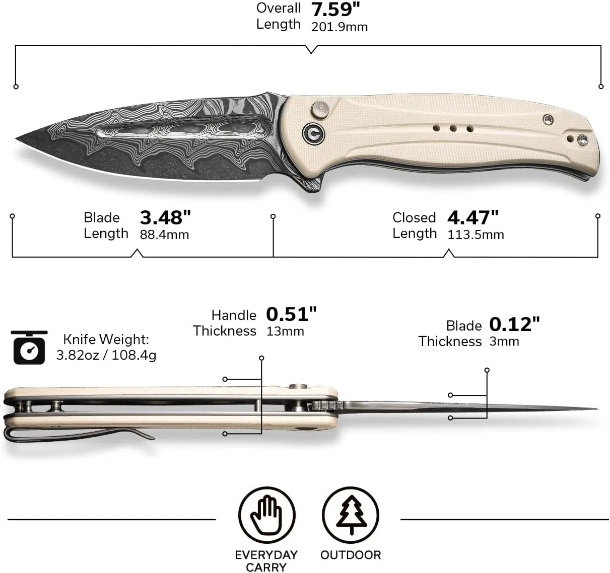 CIVIVI Incindie Folding Pocket Knife