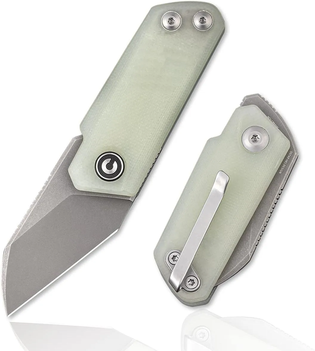 CIVIVI Ki-V Front Flipper Pocket Knife, Double Detent Slip Joint Small Folding Knife with Deep Carry Pocket Clip For Easy