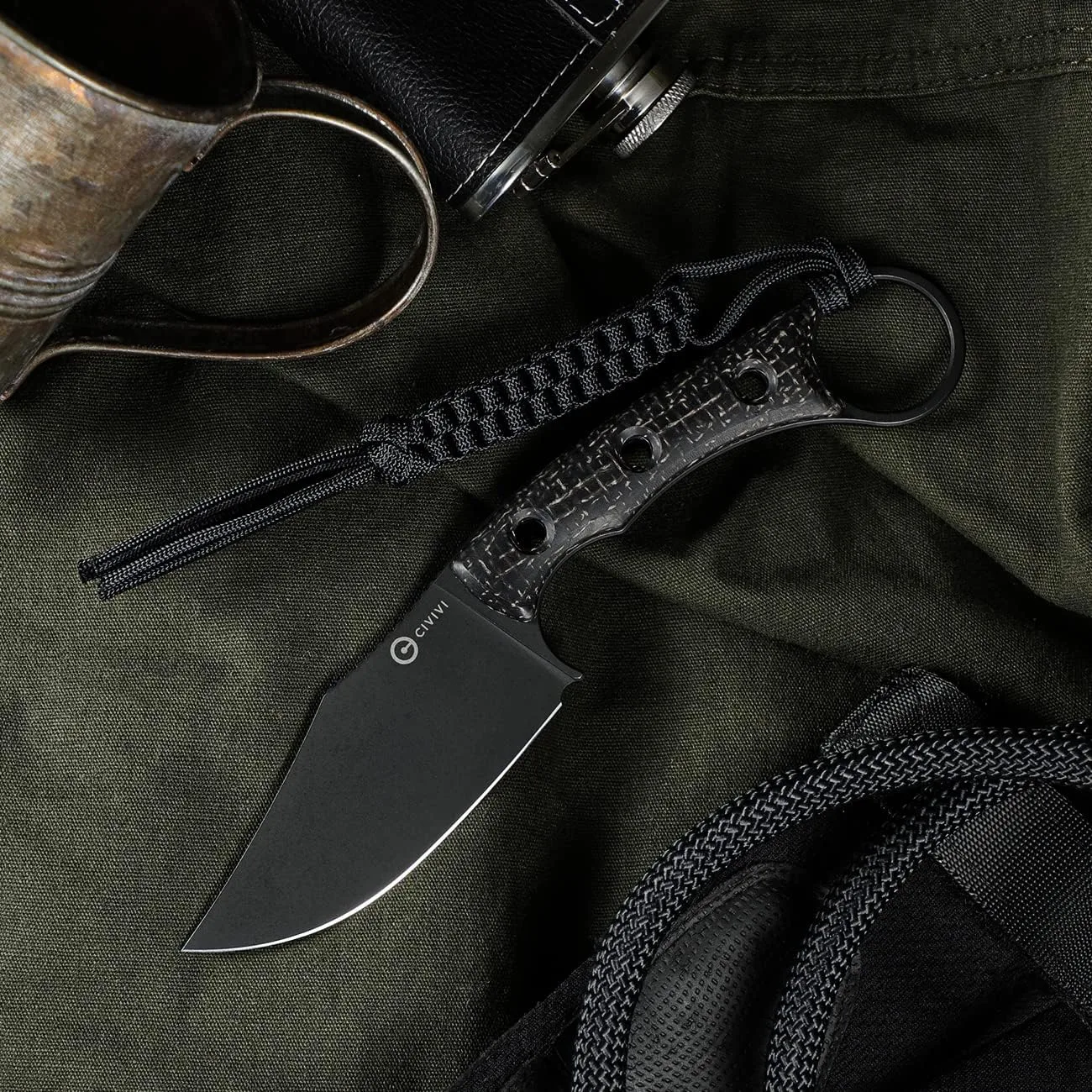 CIVIVI Midwatch Fixed Blade Knife, 3.39" Bohler N690 with Kydex Sheath