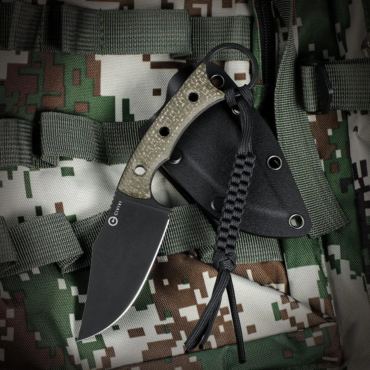 CIVIVI Midwatch Fixed Blade Knife, 3.39" Bohler N690 with Kydex Sheath