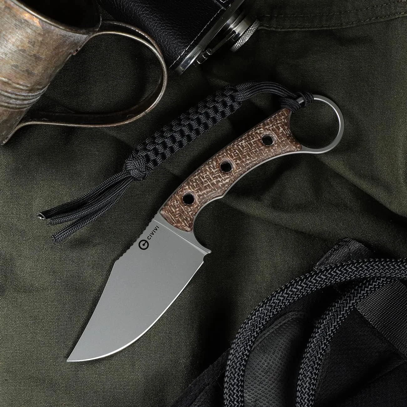 CIVIVI Midwatch Fixed Blade Knife, 3.39" Bohler N690 with Kydex Sheath