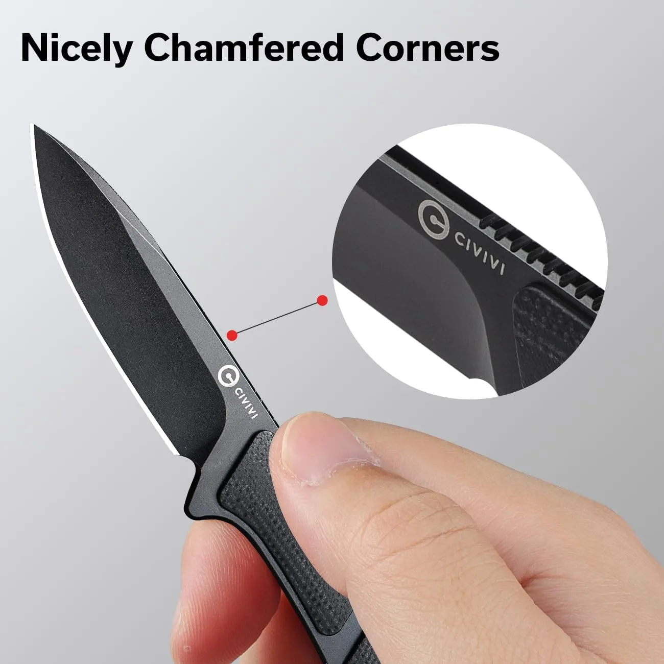 CIVIVI Mini Elementum Fixed Blade Knife with Kydex Sheath and Chain