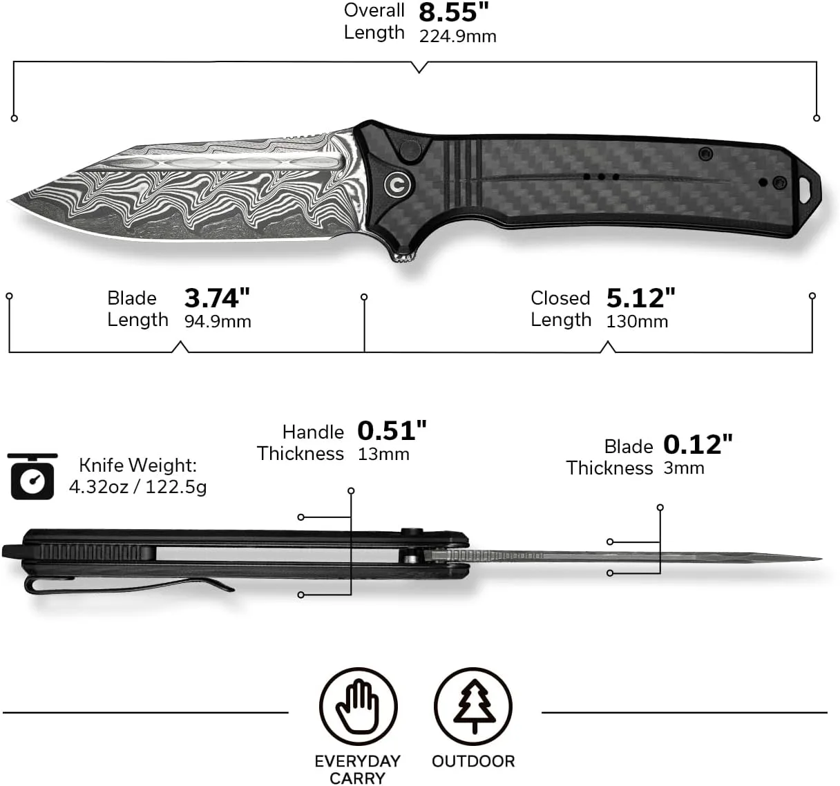 CIVIVI Neurohaptic Folding Pocket Knife (3.74" Blade)