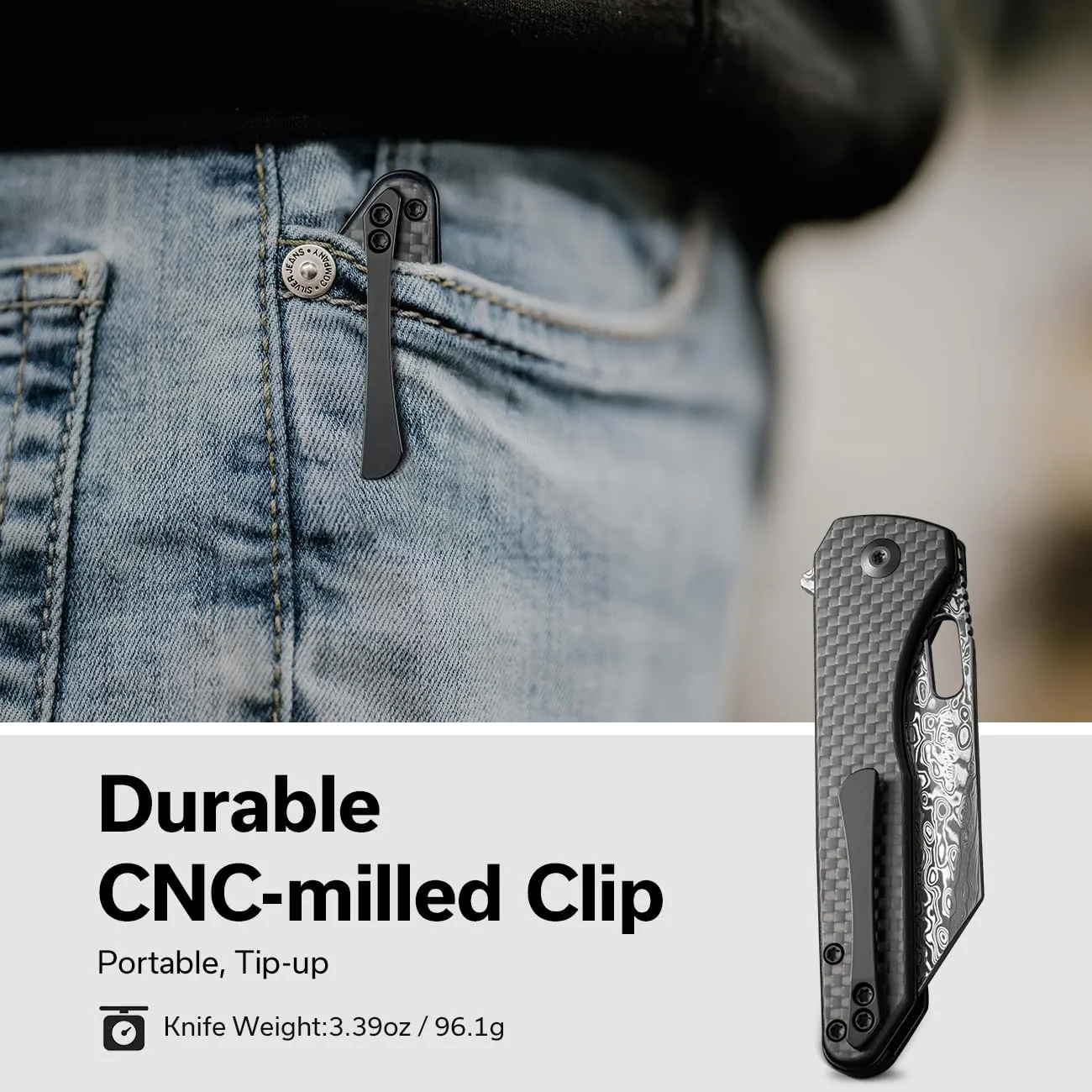 CIVIVI Nugz Folding Pocket Knife for EDC, 3.17" Reverse Tanto Blade C23060