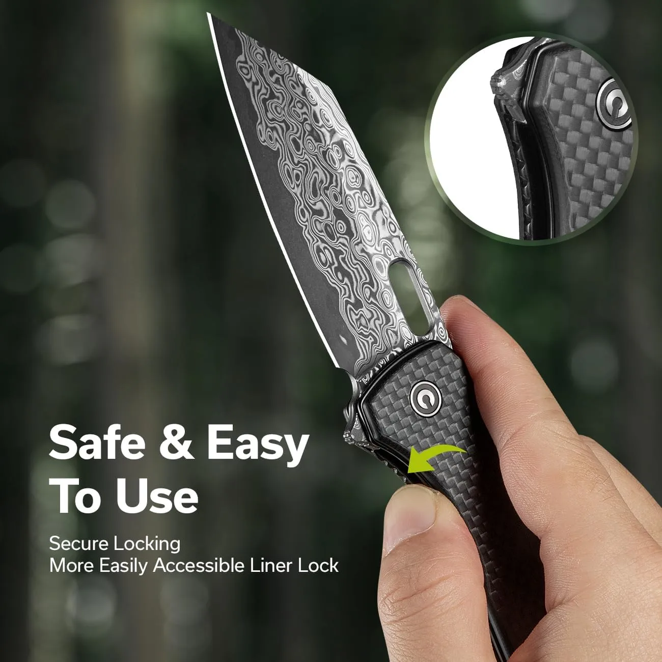 CIVIVI Nugz Folding Pocket Knife for EDC, 3.17" Reverse Tanto Blade C23060