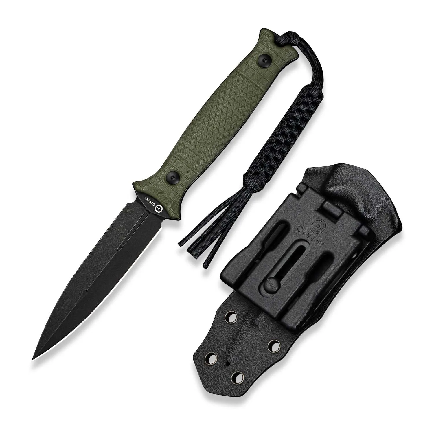 CIVIVI Perfrico Fixed Blade Knife 4.49" Single-edge 14C28N Full Tang Textured G10 Handle with Kydex Sheath