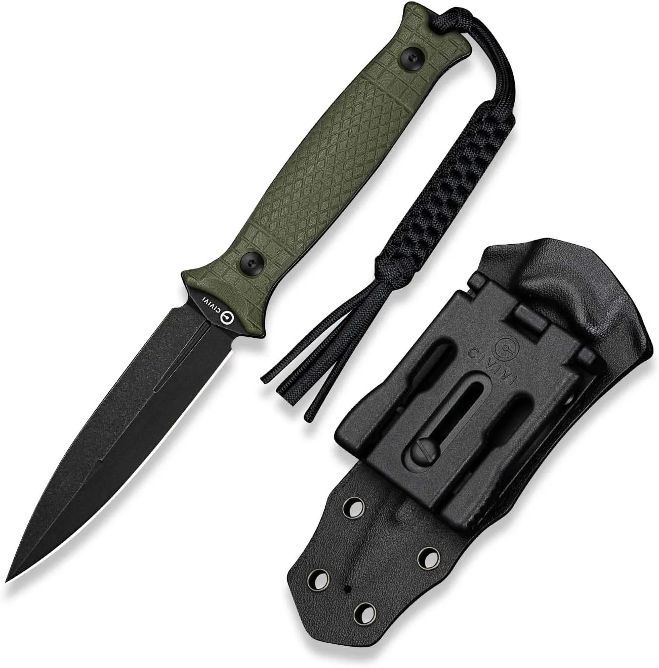 CIVIVI Perfrico Fixed Blade Knife 4.49" Single-edge 14C28N Full Tang Textured G10 Handle with Kydex Sheath