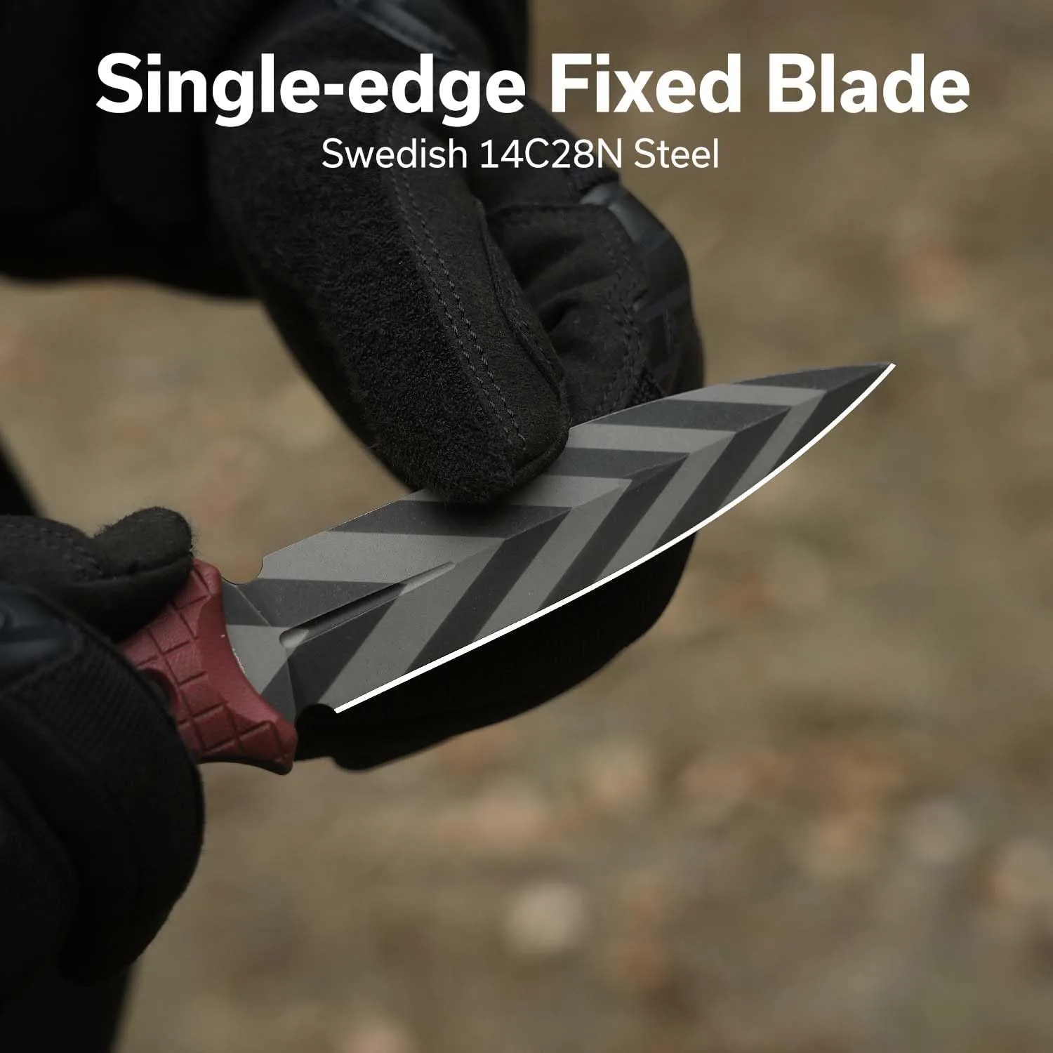 CIVIVI Perfrico Fixed Blade Knife 4.49" Single-edge 14C28N Full Tang Textured G10 Handle with Kydex Sheath