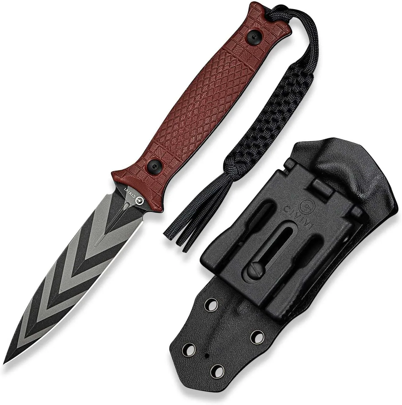 CIVIVI Perfrico Fixed Blade Knife 4.49" Single-edge 14C28N Full Tang Textured G10 Handle with Kydex Sheath