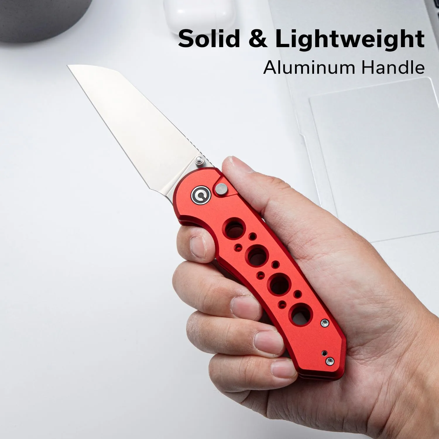 CIVIVI Pragma Prime Pocket Knife for EDC, 3.49" Wharncliffe Blade, Aluminum Handle, Reversible Clip