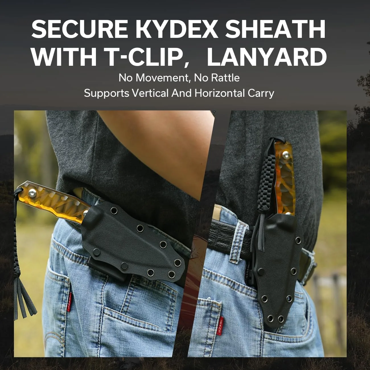 CIVIVI Propugnator EDC Fixed Blade Knife with Kydex Sheath, T-Clip and Lanyard, 4.15" D2 Blade