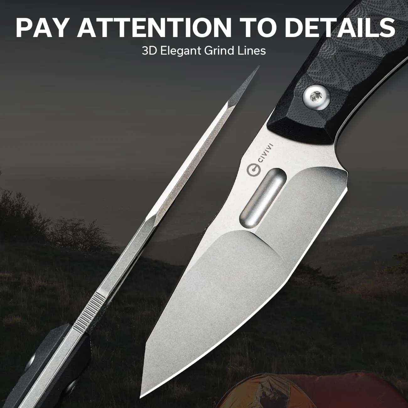 CIVIVI Propugnator EDC Fixed Blade Knife with Kydex Sheath, T-Clip and Lanyard, 4.15" D2 Blade