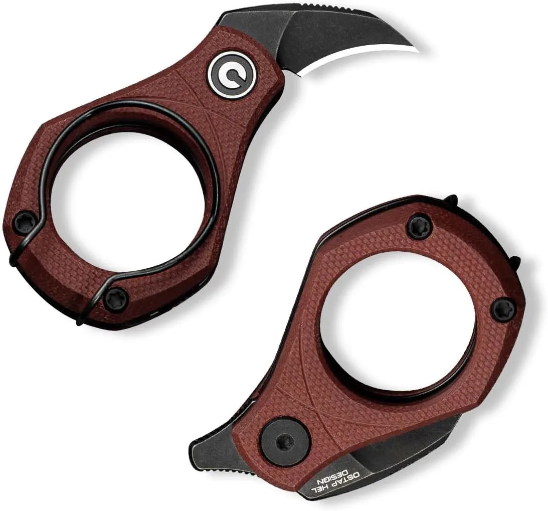 CIVIVI Pyrus Mini Keychain Knife (1 Piece), Small EDC Pocket Folding Box Cutter with 14C28N Blade & Ringed G10 Handle