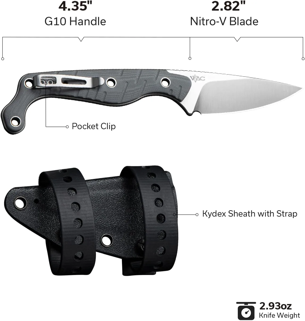 CIVIVI SOKN EDC Fixed Blade Knife with Kydex Sheath