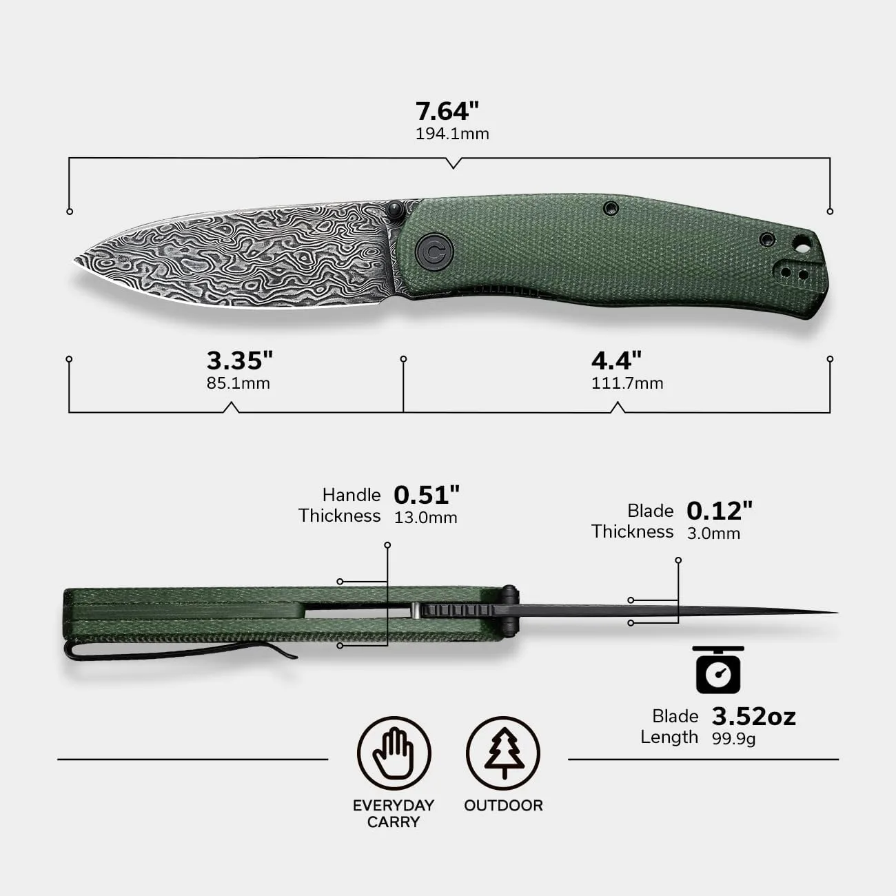 CIVIVI Sokoke Folding Pocket Knife for EDC, 3.35\" Blade