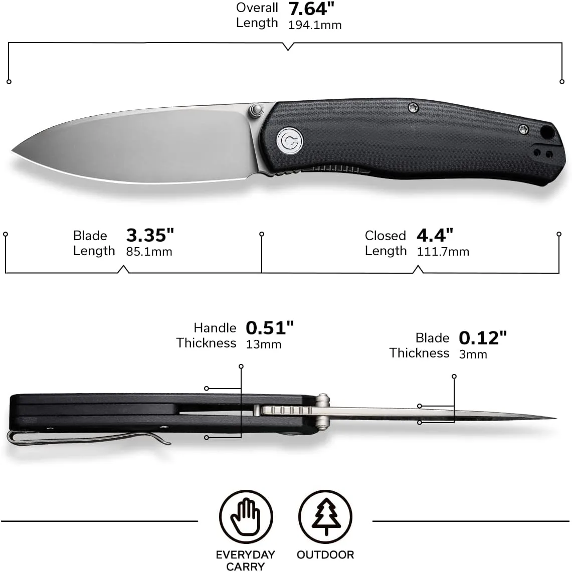 CIVIVI Sokoke Folding Pocket Knife for EDC, 3.35\" Blade
