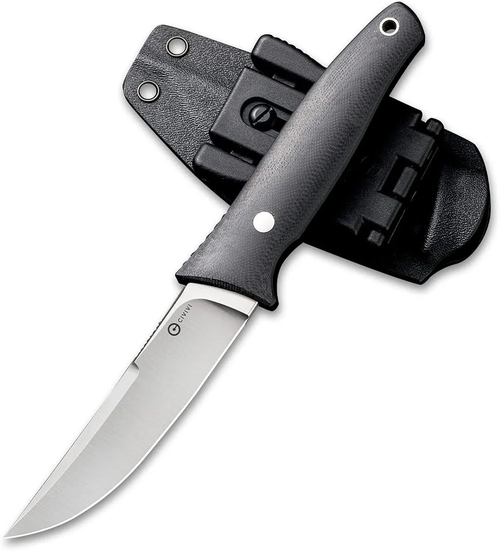 CIVIVI Tamashii Fixed Blade Knife with 4.07’’ D2 Blade G10 Handle, Kydex Sheath, T-clip for EDC Outdoor Carry C19046-1 Black