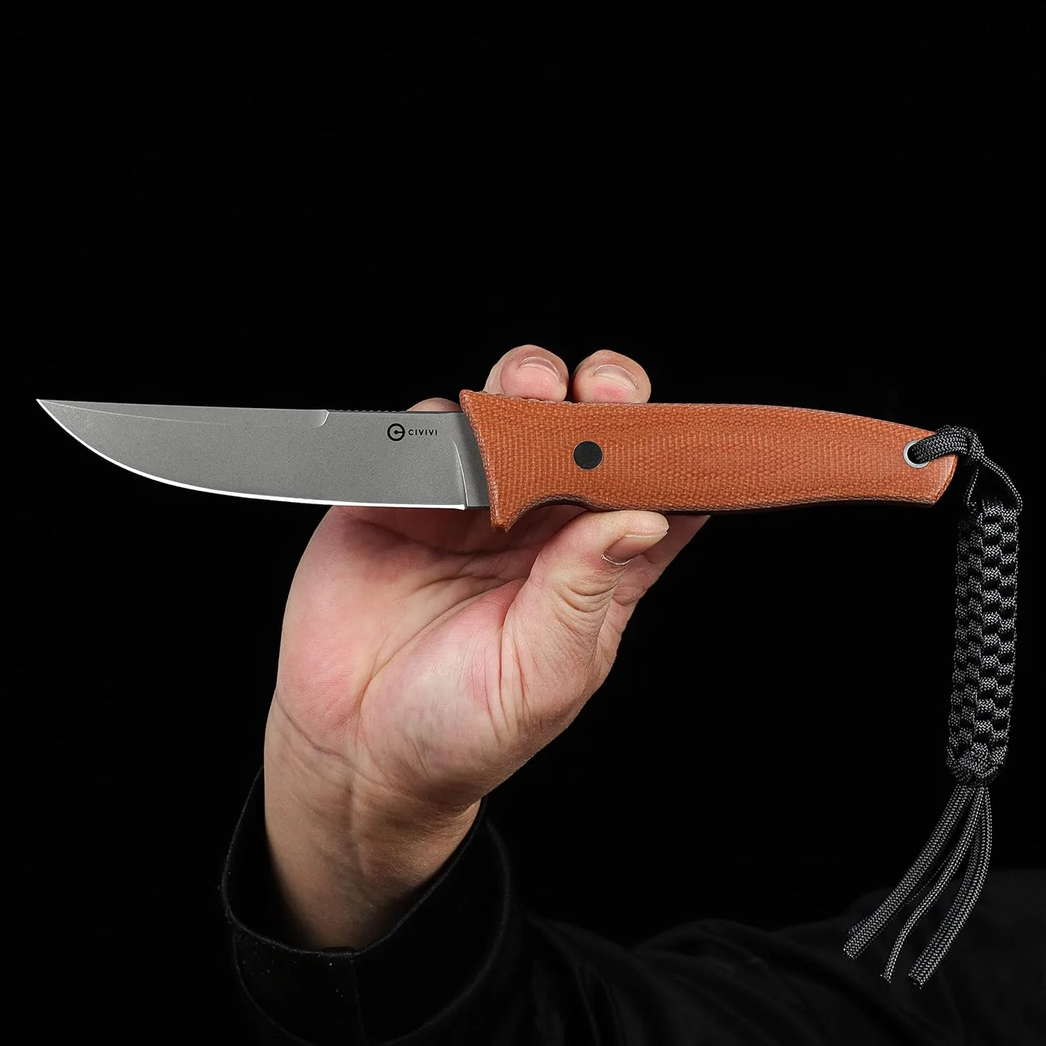 CIVIVI Tamashii Fixed Blade Knife, 4.07" D2 Blade Canvas Micarta Handle with A Kydex Sheath, T-clip