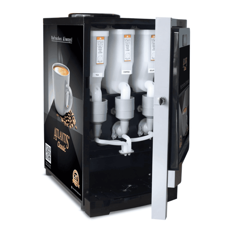 Professional 3 lane tea and coffee vending machine designed for high-traffic office pantries.