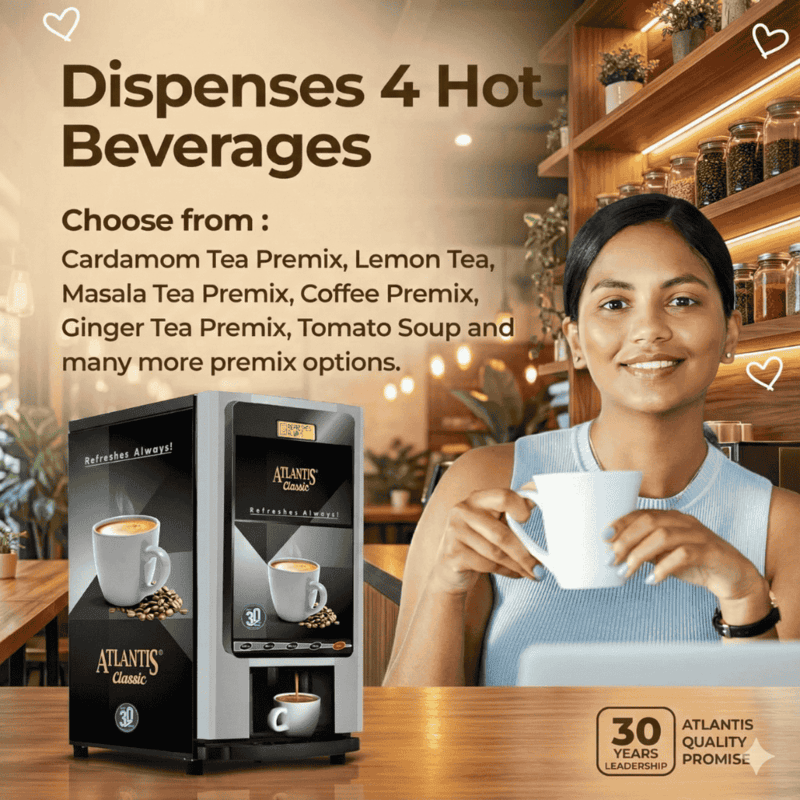 Atlantis Classic 4-option hot beverage vending machine.