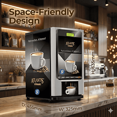 Four canister tea and coffee premix vending machine Atlantis Classic.