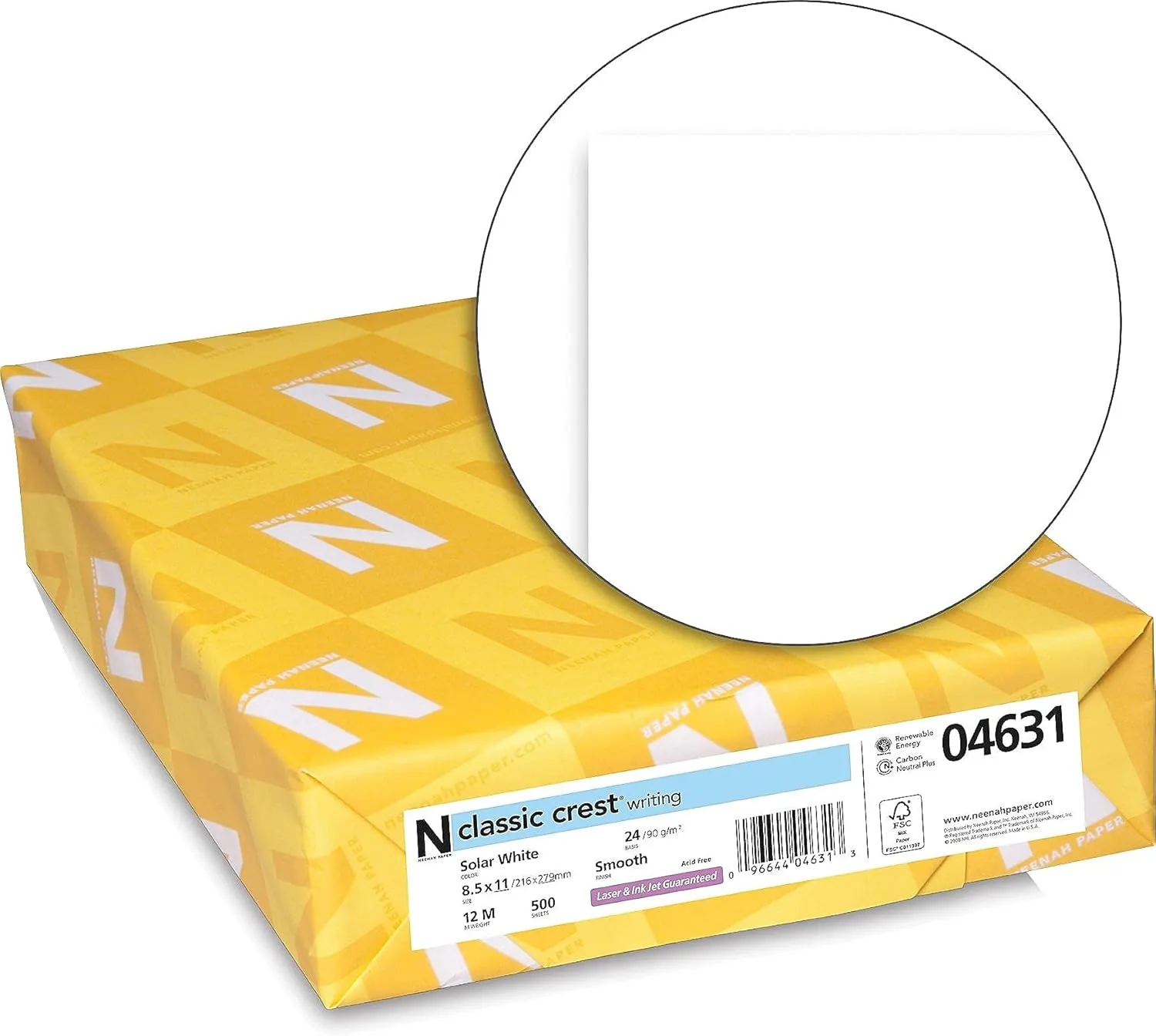 Classic Crest Premium Stationary Resume Printer Paper, Letter Size (8 1/2in x 11in), 24 Lb., FSC Certified, Solar White, 500 Sheets